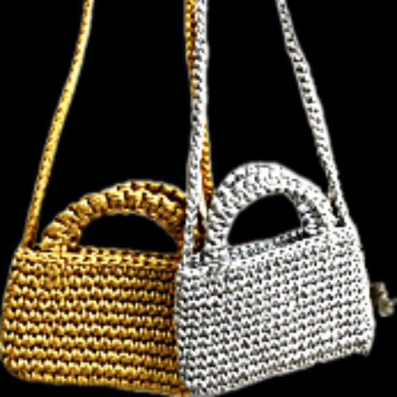 J. Crew Handbags - J. Crew Cadiz Macrame Crossbody Phone Bag - Two Bags Gold and Silver